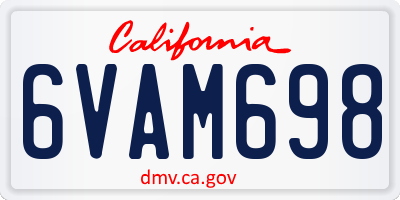 CA license plate 6VAM698