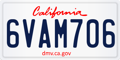 CA license plate 6VAM706