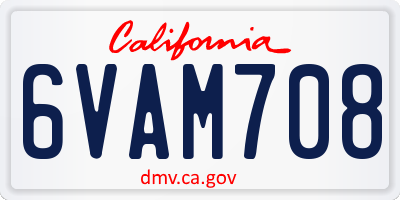 CA license plate 6VAM708