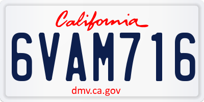 CA license plate 6VAM716