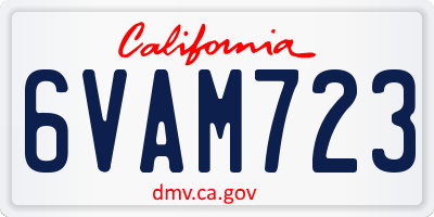 CA license plate 6VAM723