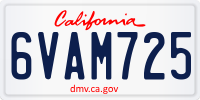 CA license plate 6VAM725