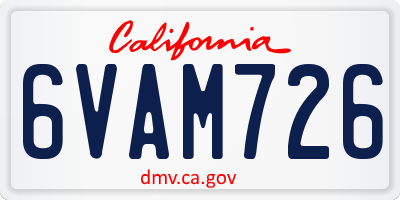 CA license plate 6VAM726