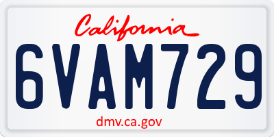 CA license plate 6VAM729