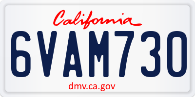 CA license plate 6VAM730