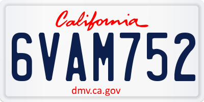 CA license plate 6VAM752