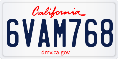 CA license plate 6VAM768