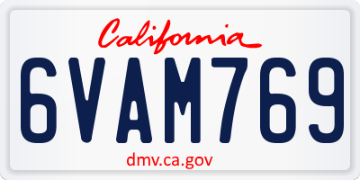 CA license plate 6VAM769