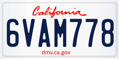 CA license plate 6VAM778