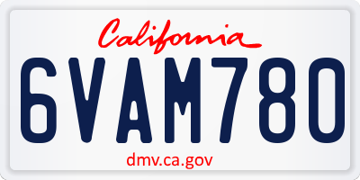 CA license plate 6VAM780