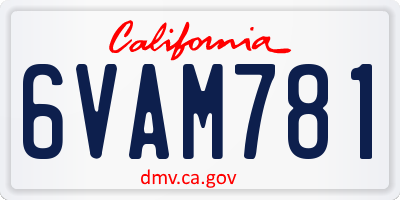 CA license plate 6VAM781