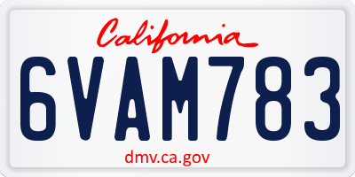 CA license plate 6VAM783