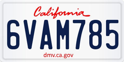 CA license plate 6VAM785