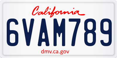 CA license plate 6VAM789