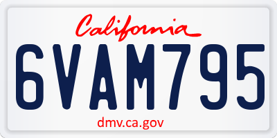CA license plate 6VAM795