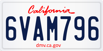 CA license plate 6VAM796