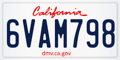 CA license plate 6VAM798