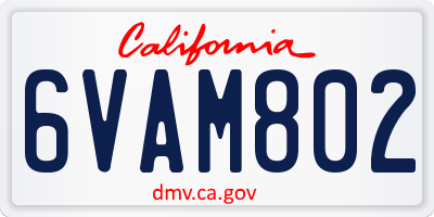 CA license plate 6VAM802