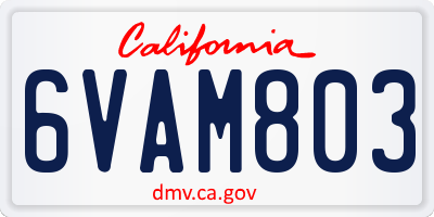 CA license plate 6VAM803