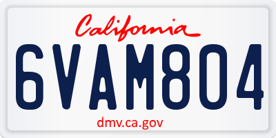 CA license plate 6VAM804