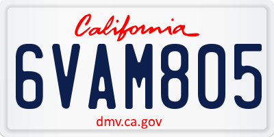 CA license plate 6VAM805