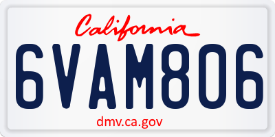 CA license plate 6VAM806