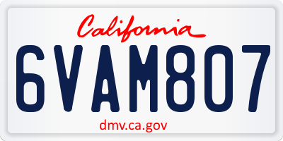 CA license plate 6VAM807