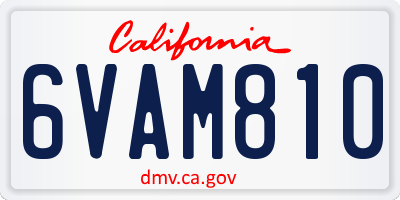 CA license plate 6VAM810