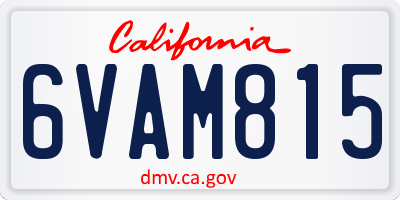CA license plate 6VAM815