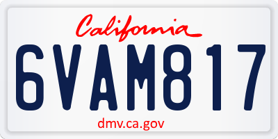 CA license plate 6VAM817
