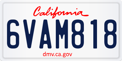 CA license plate 6VAM818