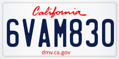 CA license plate 6VAM830