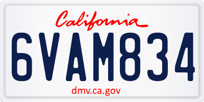 CA license plate 6VAM834