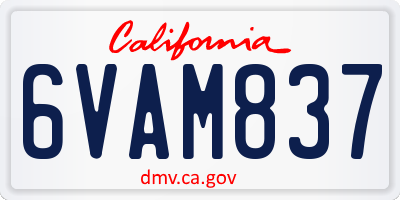 CA license plate 6VAM837