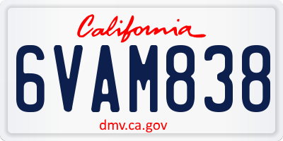 CA license plate 6VAM838