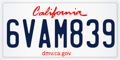CA license plate 6VAM839