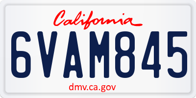 CA license plate 6VAM845