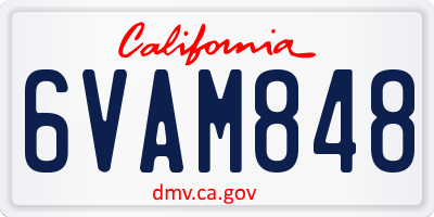 CA license plate 6VAM848