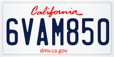 CA license plate 6VAM850