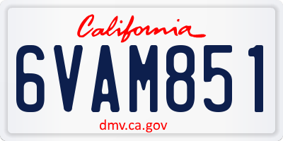 CA license plate 6VAM851