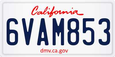 CA license plate 6VAM853