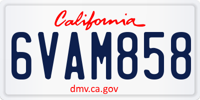 CA license plate 6VAM858