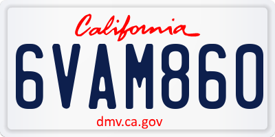CA license plate 6VAM860