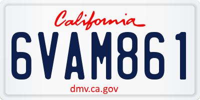 CA license plate 6VAM861