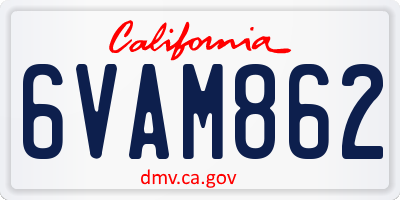 CA license plate 6VAM862