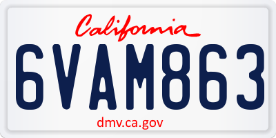 CA license plate 6VAM863