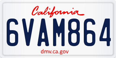 CA license plate 6VAM864