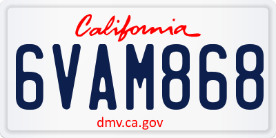 CA license plate 6VAM868
