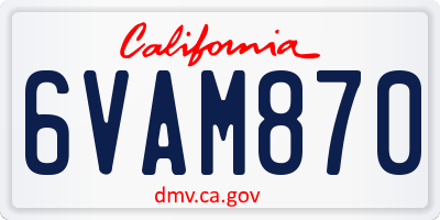 CA license plate 6VAM870