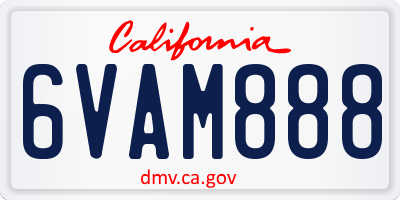 CA license plate 6VAM888